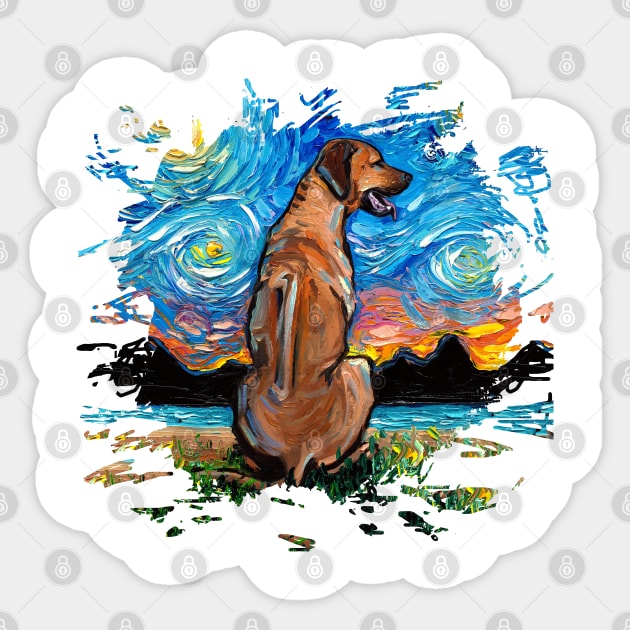 Rhodesian Ridgeback Night (version 2) Sticker by sagittariusgallery